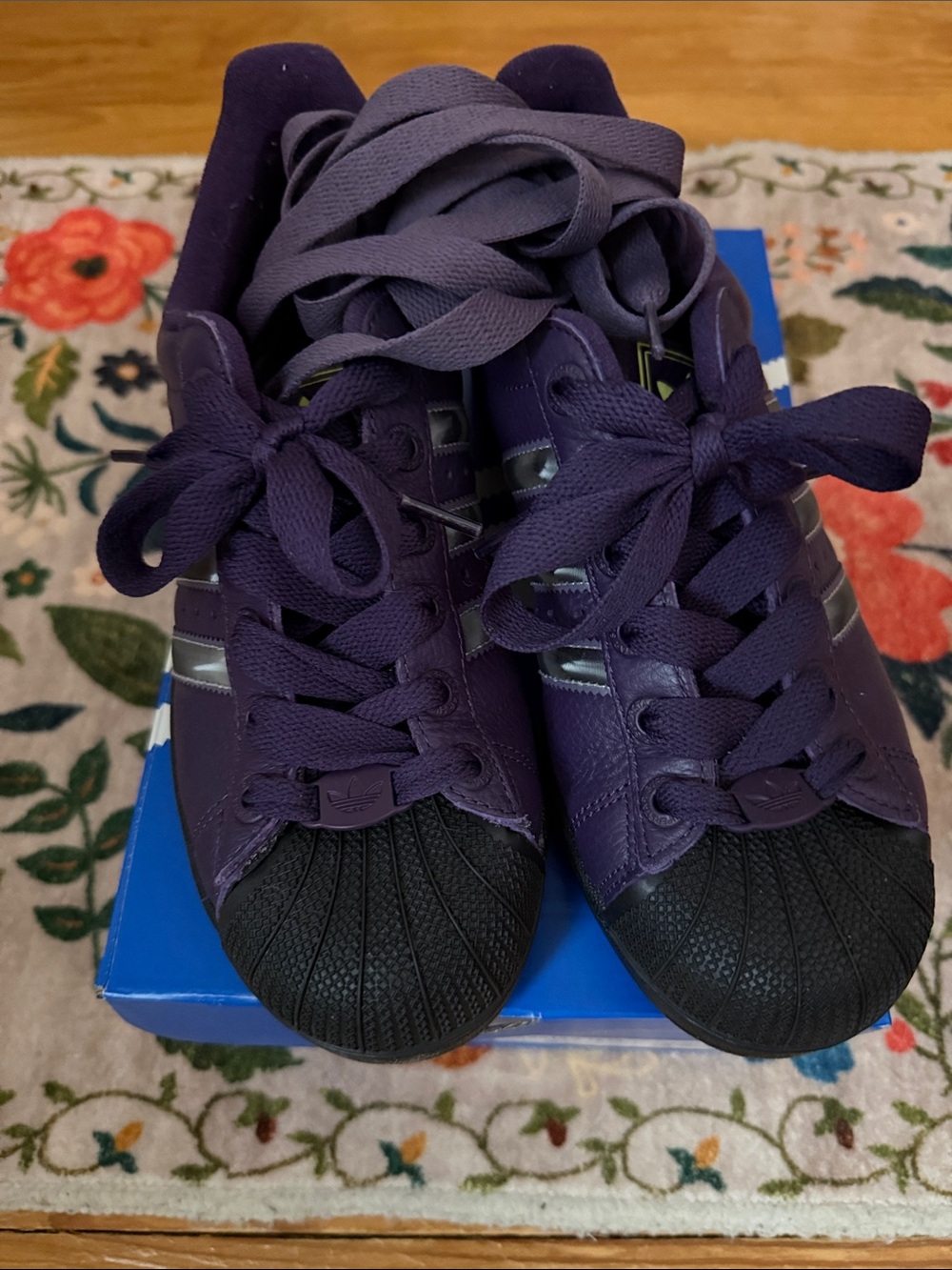 adidas Purple and Black Superstar Sneakers